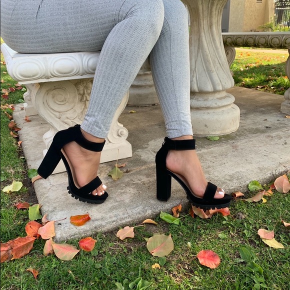 Shoes - Black Faux suede Heels
